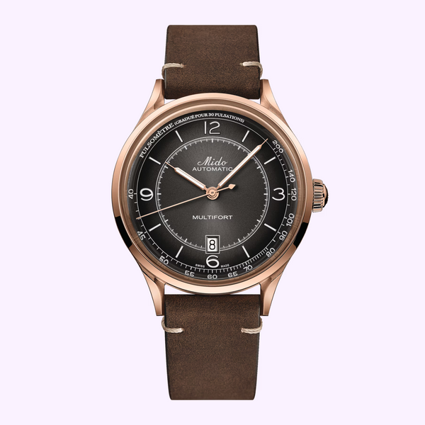 Mido M0404073606000 Multifort Patrimony Brown Leather Strap Men Watches