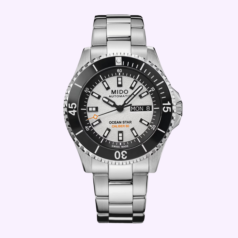 Mido Ocean Star 200 M0269301101100 white dial stainless steel dive watch front view