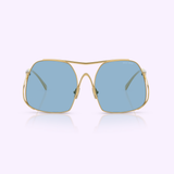 The Miu Miu Sunglasses 0MU A55S 5AK30U57 feature gold aviator frames and blue-tinted lenses, showcased from the front against a light background, perfectly embodying the unique style of authentic Miu Miu Sunglasses.