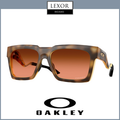 Oakley Sunglasses 0OO9485 94850259 feature a thick brown and amber tortoiseshell frame with reddish lenses, offering full protection. Displayed on white, with Oakley and Lexor Miami logos above and below. upc: 888392648488.