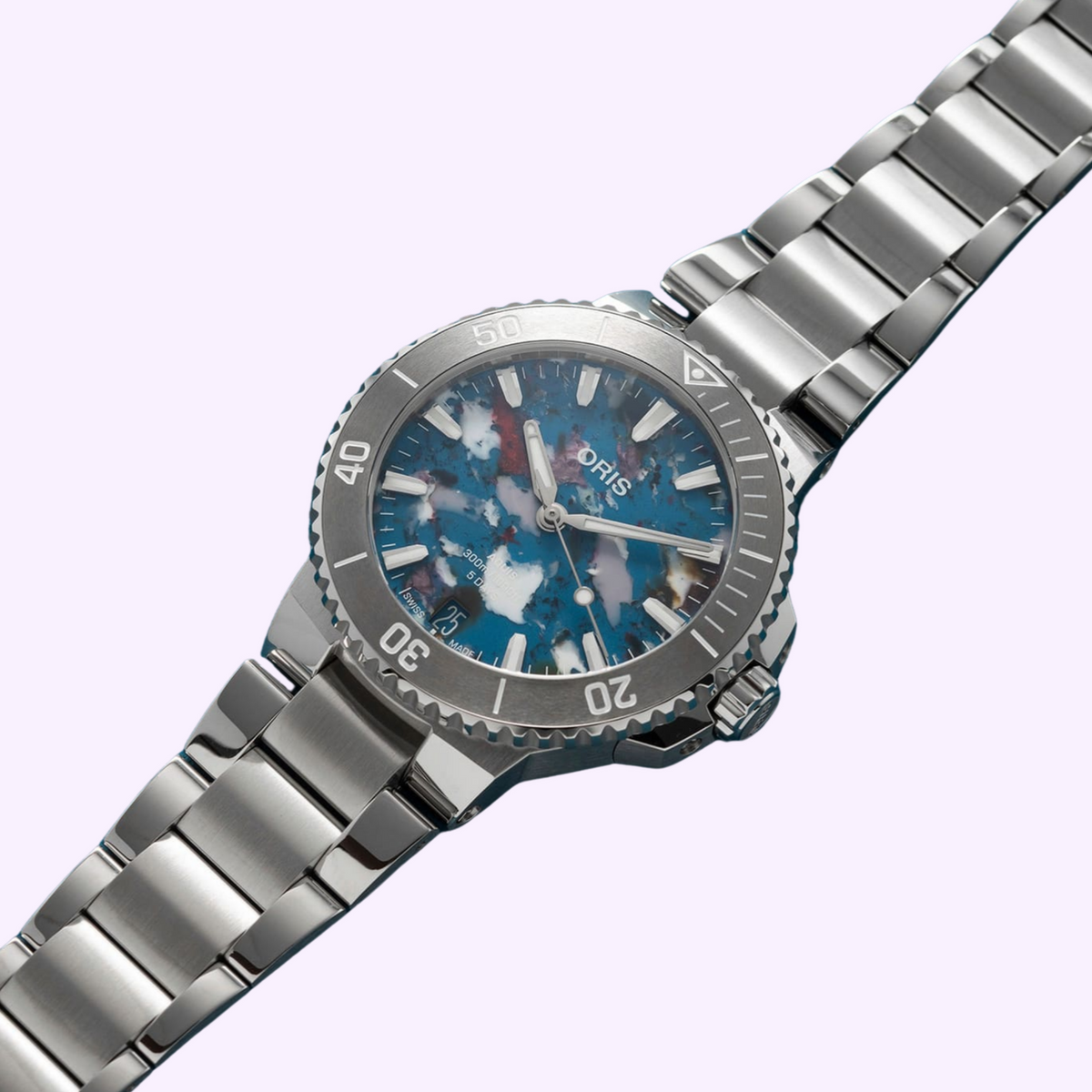 Oris Aquis Date Upcycle Calibre 400 colorful recycled dial automatic watch
