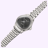 Oris Watches Big Crown Pointer Date watch with a black dial, a pointer date hand, and a silver stainless steel link bracelet.