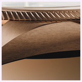 Close-up of an Oris Watches ProPilot Bronze watch case, featuring an aviation-inspired design and a fluted bezel.
