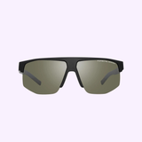 Black Porsche Design P8915-C-6904-145-V745-E63 unisex wraparound sunglasses featuring a single-piece polarized lens and a flat top frame.