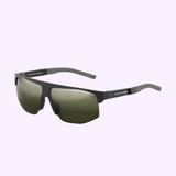 Porsche Design P8915-C-6904-145-V745-E63 unisex sunglasses featuring a black brow bar, rimless lower lenses, and dark gray temples.