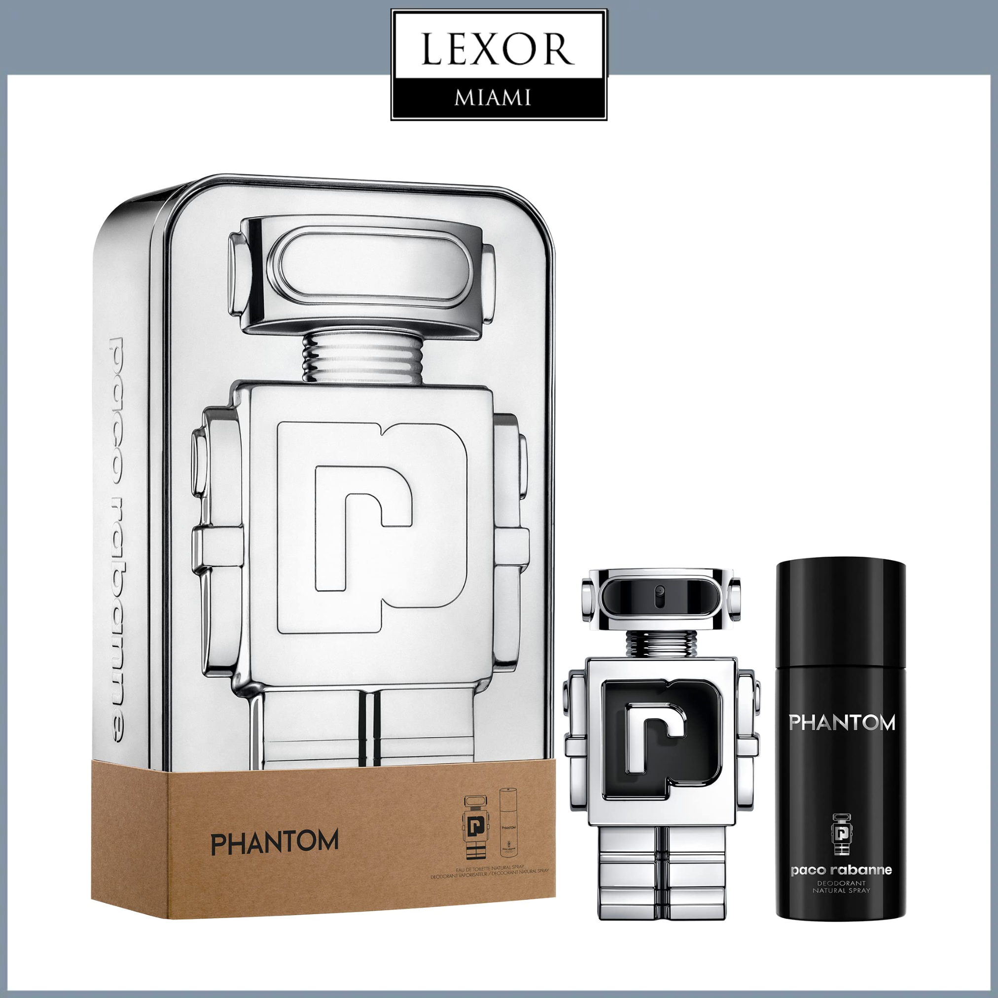 Paco Rabanne Phantom 3.4 EDT Sp + 0.68 EDT Travel Sp Men Set – Lexor Miami
