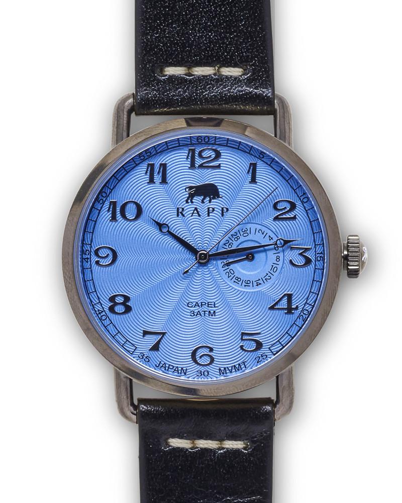 RAPP RP2182 Capel - Gunmetal Blue Top Stitch Leather Men Watches Lexor Miami