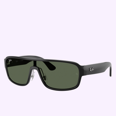 Black Ray-Ban Sunglasses 0RB2233 901/7129 wrap-around sunglasses featuring dark green lenses and a single top bridge bar.