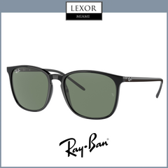The Ray-Ban RB4387F 901/7155 Sunglasses are shown with black frames and green lenses against a white background. The Ray-Ban logo is visible on the lens and below, with LEXOR MIAMI featured at the top.