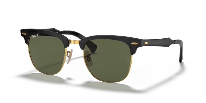 Ray-ban 0RB3507 - ClubMaster Aluminum 136/N5 - Black on Gold Unisex Sunglasses