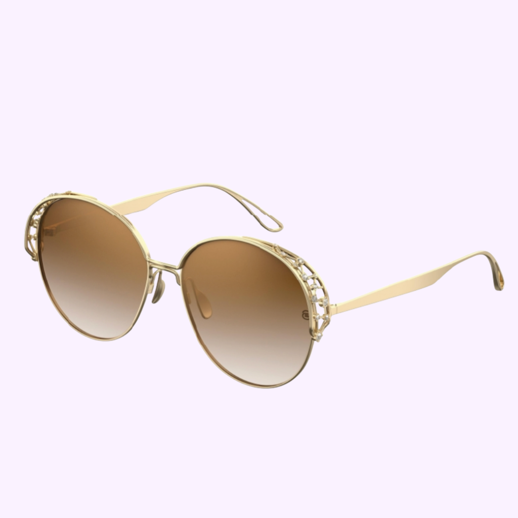 Elie Saab Gold Frame Sunglasses with Brown Lenses ES 023/G/S Sunglasses - Elie Saab Authorized Retailer  main image 2