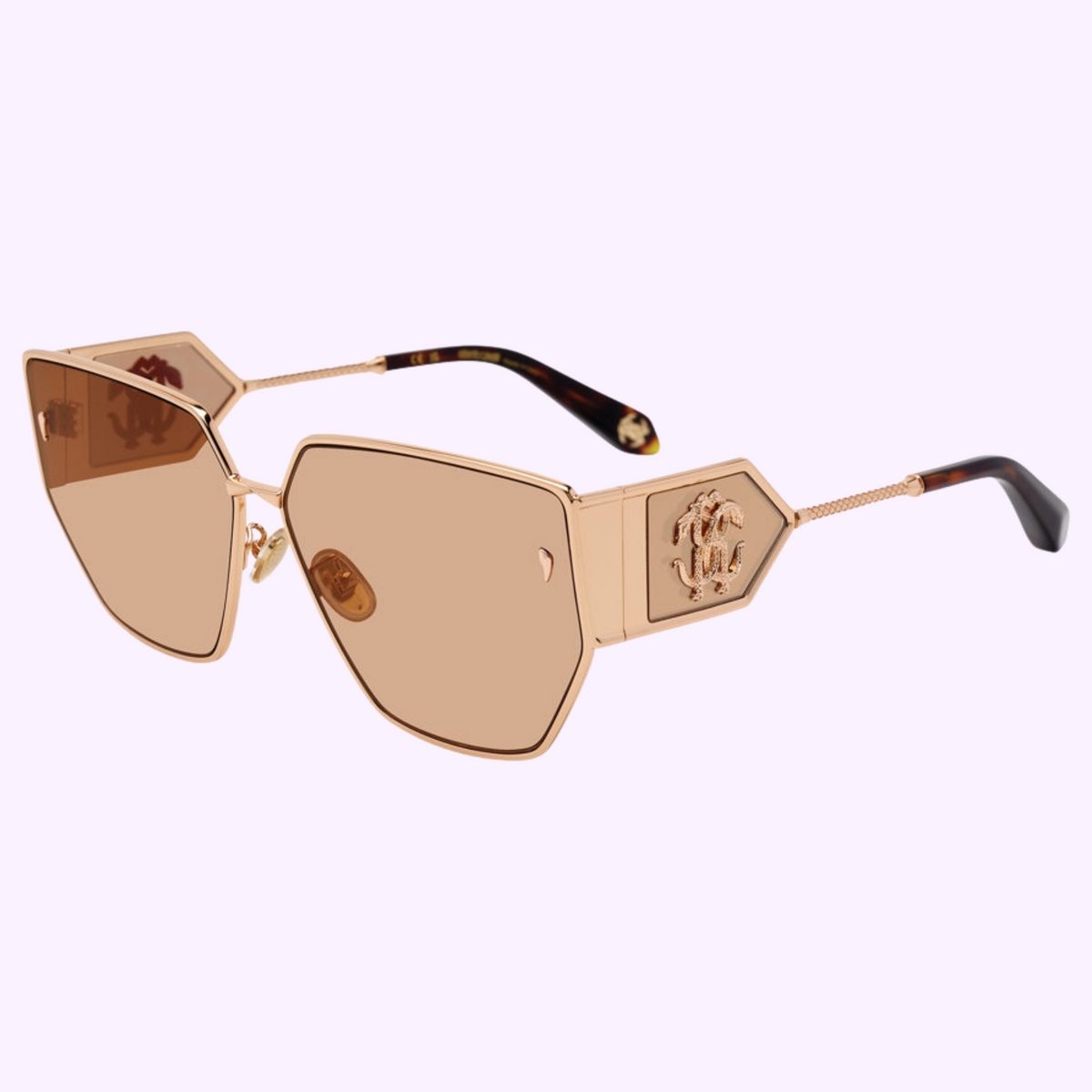 Roberto Cavalli SRC093 300G Shield Sunglasses - Gold/Havana Roberto Cavalli Pink Sunglasses for Women for sale | eBay main image 4