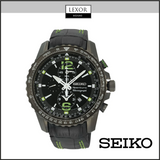 Seiko SNAE97 Preto Couro Sportura Aviation Chronograph Relógios Masculinos Lexor Miami