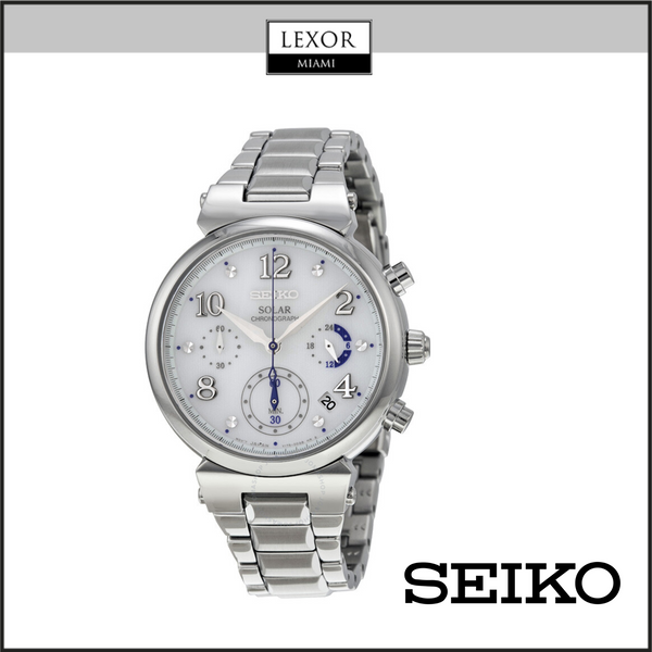 Seiko SSC863 Solar Cronógrafo Esfera blanca Caja de acero Relojes para mujer Lexor Miami