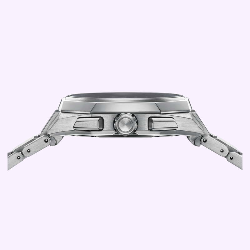 Side view of the Seiko Astron HAB002 showing the 12.4mm titanium case profile, crown and chronograph pushers