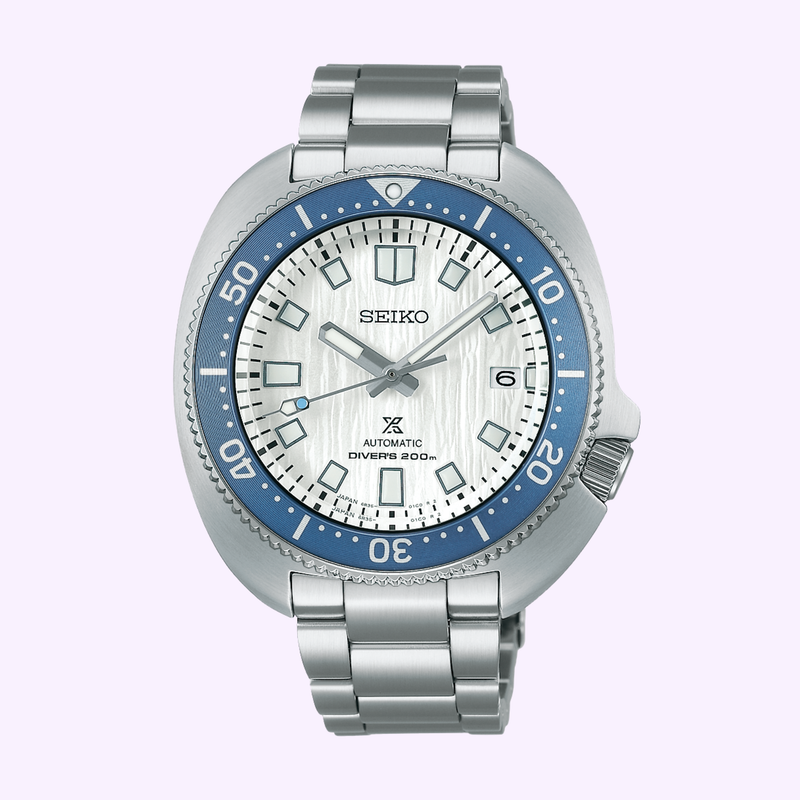 Seiko Prospex SPB301 1970 Heritage Diver Save the Ocean Special Edition angle view at Lexor Miami