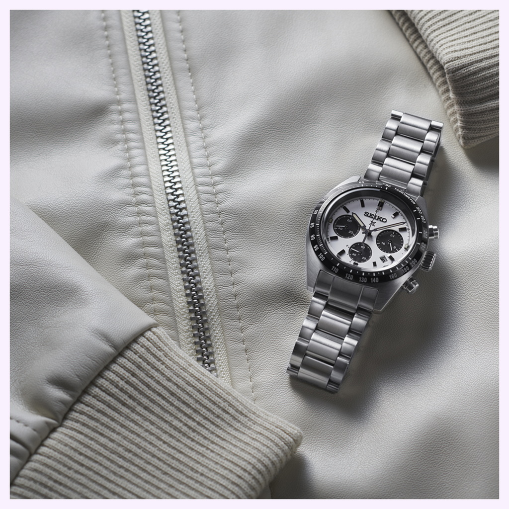 Seiko Luxe Watches Prospex Speedtimer SS Solar Chronograph White