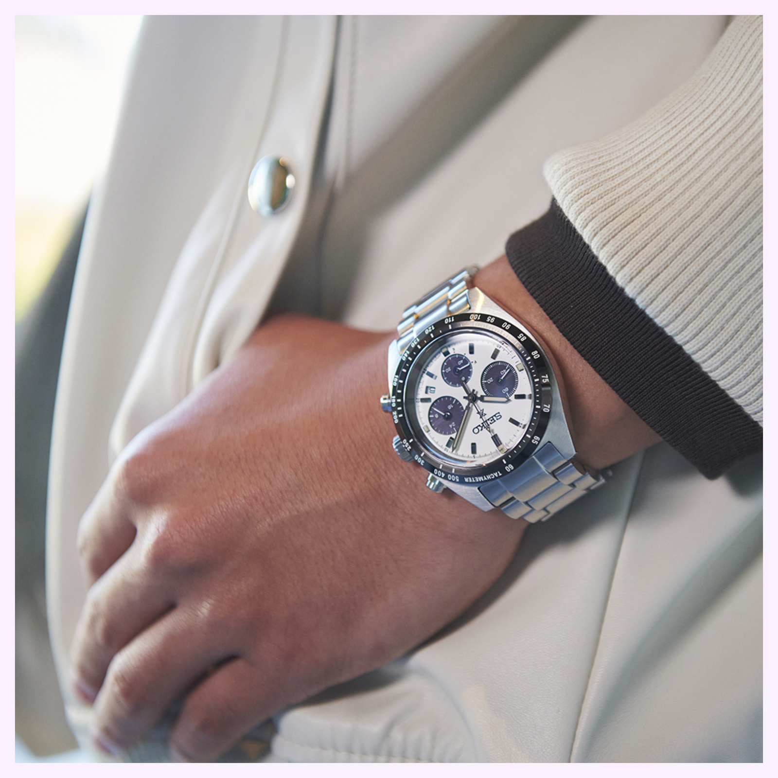 Seiko Luxe Watches Prospex Speedtimer SS Solar Chronograph White