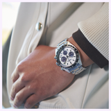 Seiko Luxe Watches Prospex Speedtimer SS Solar Chronograph White Dial SSC813 Men