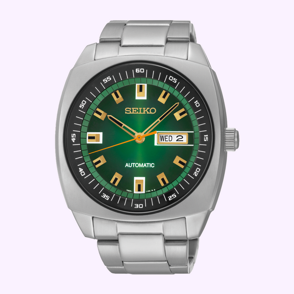 Relojes Seiko SNKM97 Recraft Series con correa de acero inoxidable plateada para hombre