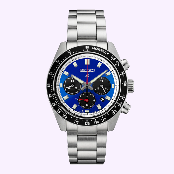 Seiko Speedtimer Solar Chronograph SSC931 with blue dial and stainless steel bracelet