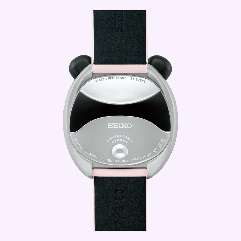 Seiko HHK002 caseback with sculpted panda back and tail design and LIMITED EDITION engraving