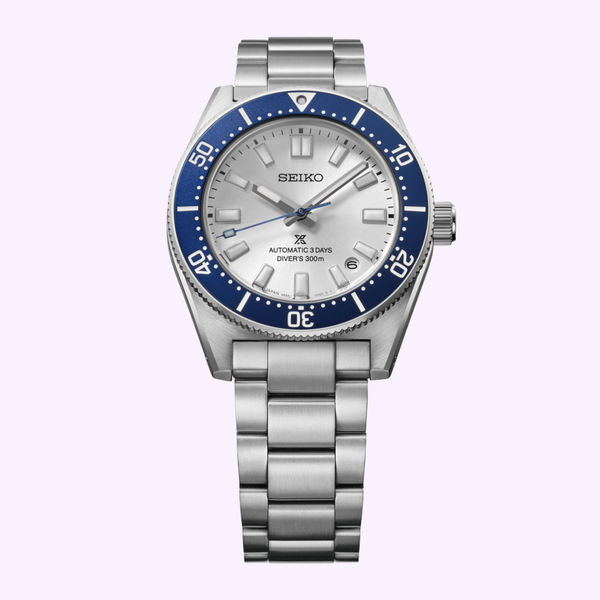 Seiko Prospex HBC005 dial close-up with blue seconds hand and LumiBrite markers