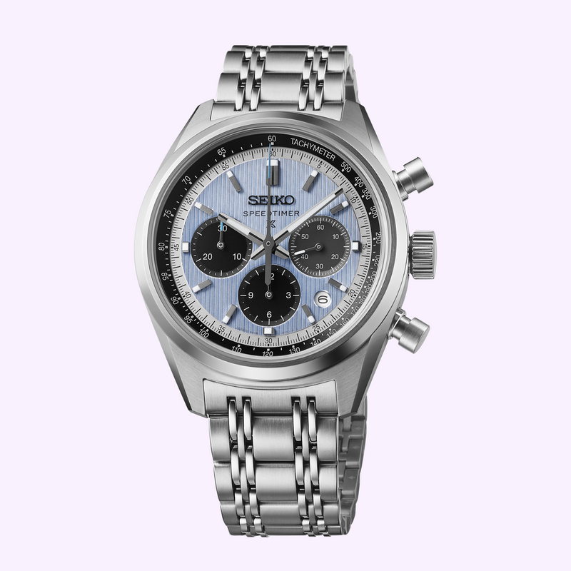 Seiko Prospex Speedtimer HBD001 side view with crown and pushers