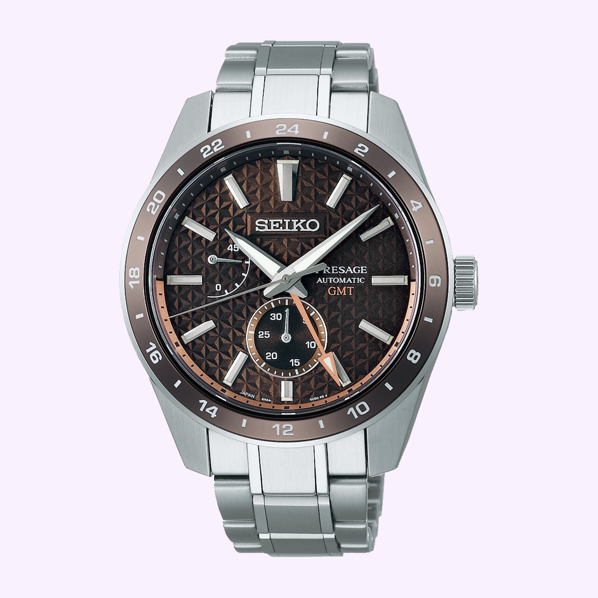 Angle View Seiko Luxe Watches SEIKO PRESAGE SHARP-EDGED SERIES GMT SPB225