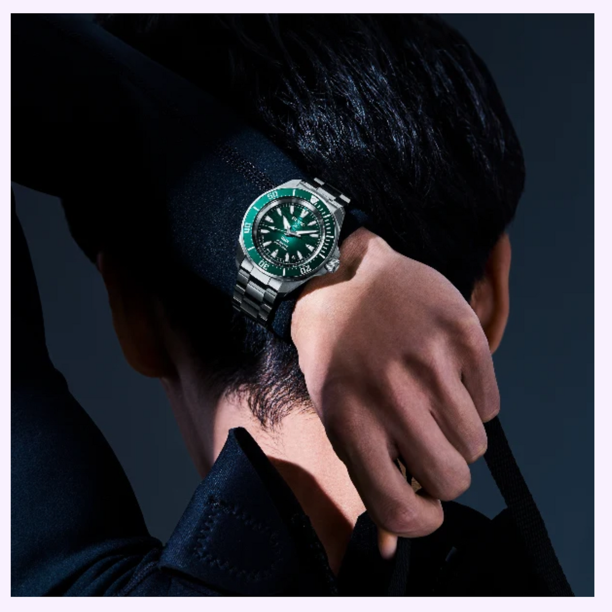 Seiko Prospex PADI SRPL53 green dial automatic dive watch worn on the wrist