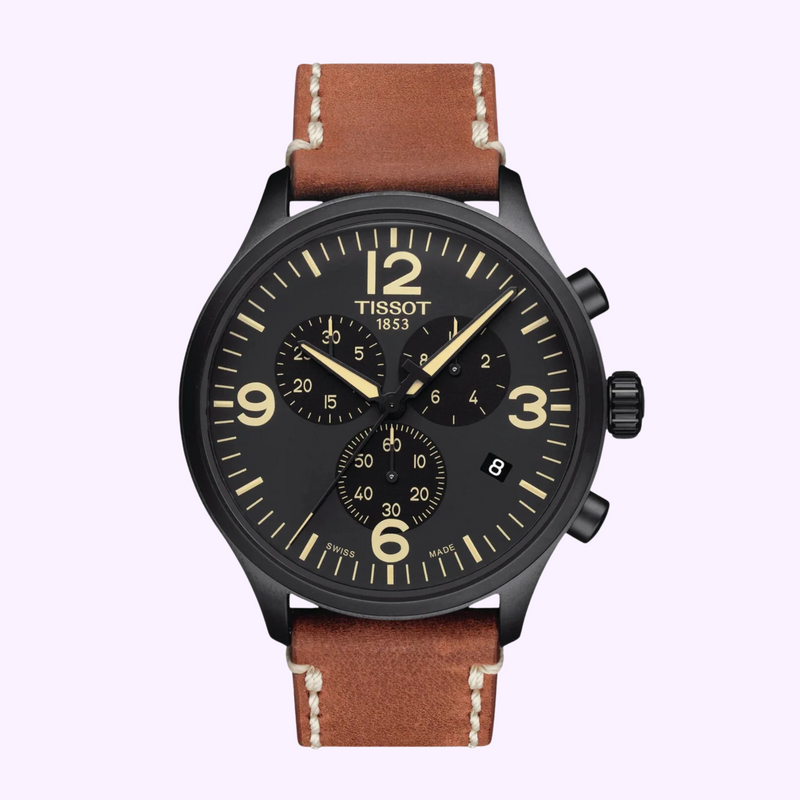 Tissot T1166173605700 Chrono XL Brown Leather Strap Men Watches