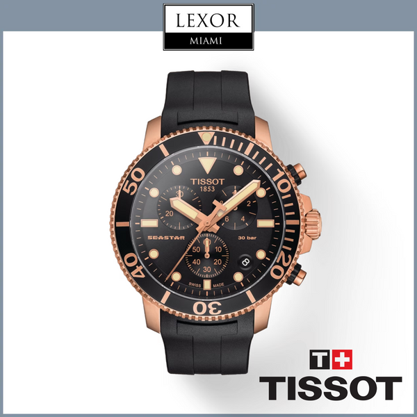 Tissot T1204173705100 SeaStar 1000 Chronograph Black Silicone Strap Men Watches
