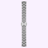 Silver-toned stainless steel bracelet for the Tissot Watches Desir T1522231149300, featuring a central folding clasp engraved with TISSOT and 1853.