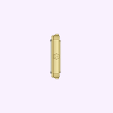 A gold, rectangular object with beveled edges and a small raised emblem in the center, reminiscent of the refined craftsmanship found in a Tissot Watches SRV 30mm T1601103311300 by Tissot Watches, set against a light purple background.