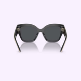 The Tory Burch Sunglasses 0TY7184U 17281354, featuring square black frames, are displayed from the back on a light gray background and provide reliable UV protection.