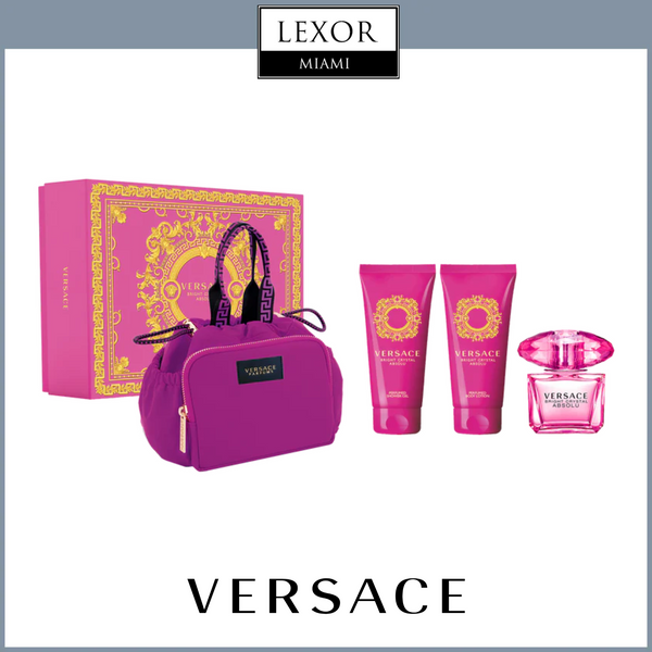 Versace Bright Crystal Absolu 4PC Women Set Perfume (With Makeup Bag)