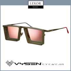 Vysen Alec AL-6 Unisex Sunglasses: Square-shaped with rose-tinted lenses and metallic frames in a modern, angular design. The image features Vysen Sunglasses and Lexor Miami logos on a light gray background.