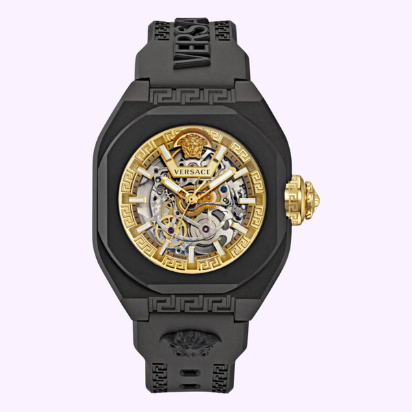 Versace VE7L00123 V-Legend Skeleton Preto Strap Relógio Automático Relógios