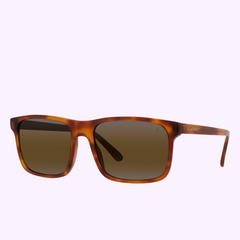 Vuarnet Sunglasses BELVEDERE 01 VU40010I 5753Q Men: Rectangular tortoiseshell men's sunglasses with dark lenses, Vuarnet logo on the left arm, shown on a light purple background.