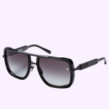 Balmain Soldier BPS-160B-59 black aviator sunglasses with gold hardware, front view - Lexor Miami