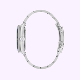 Caravelle Sea Hunter 43B178 39mm stainless steel case and navy rotating bezel close-up