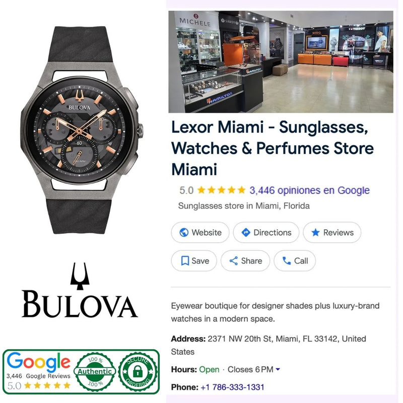 Bulova 98A162 CURV Chronograph at Lexor Miami, authorized watch retailer in Miami