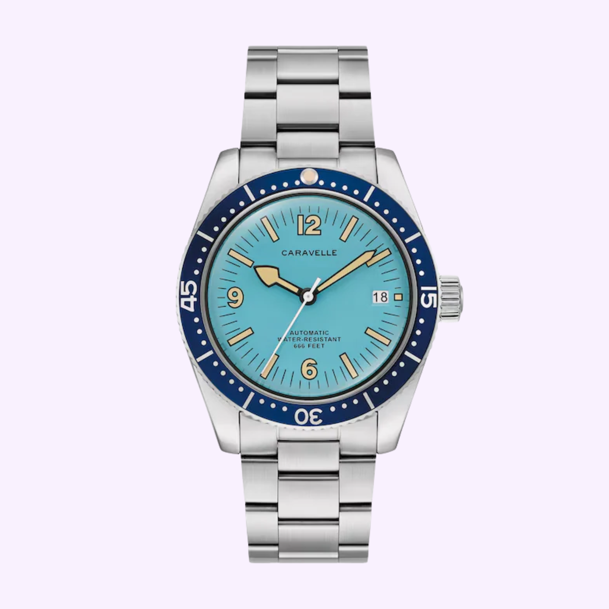 Caravelle by Bulova Sea Hunter 43B178 blue dial automatic watch front view