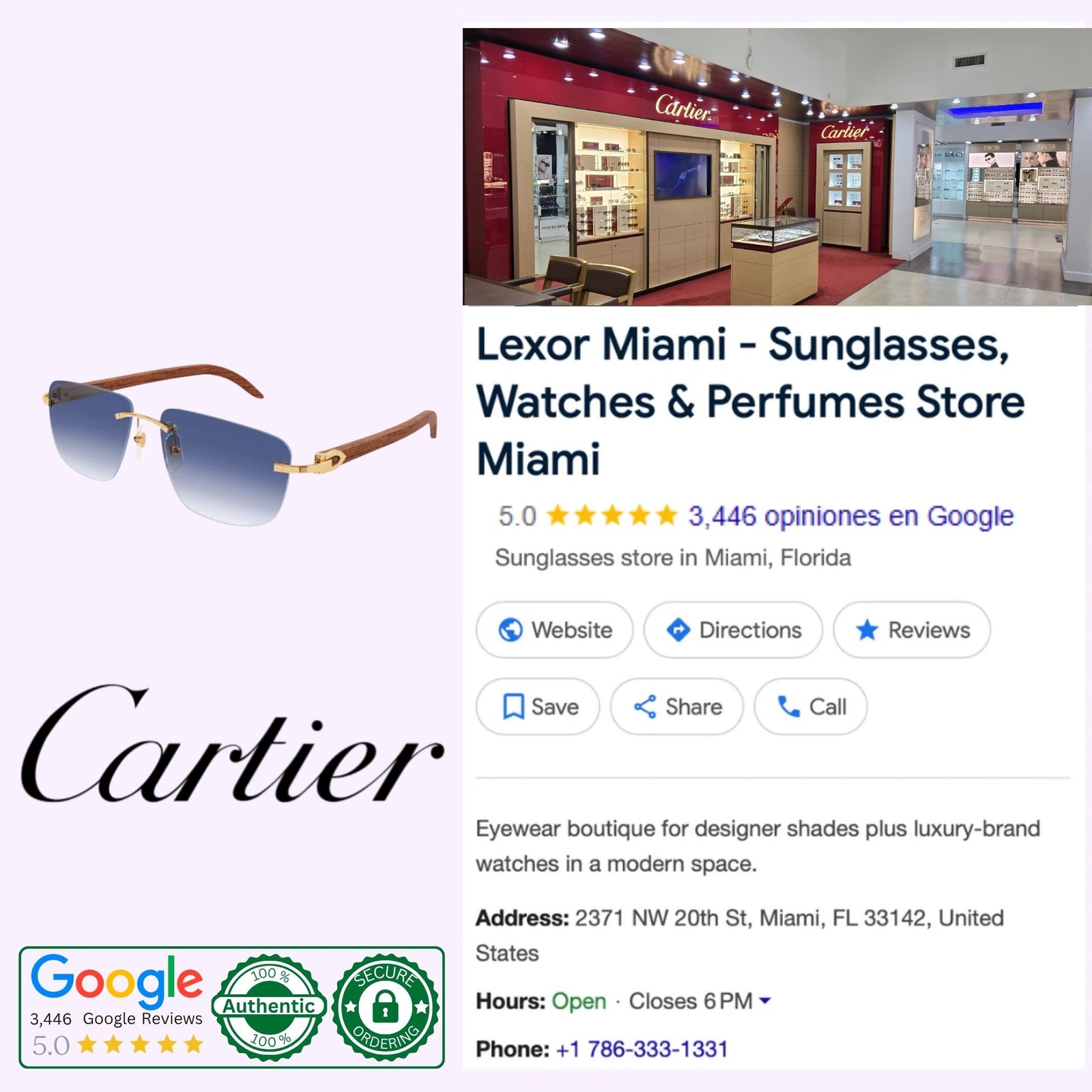 Cartier CT0040RS-001 Rimless Luxury Sunglasses