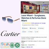 Close-up of Cartier CT0040RS-001 authentic luxury sunglasses available at Lexor Miami, an authorized Cartier dealer in the USA.