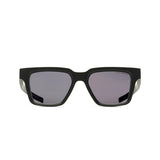 Front view of Dita Sunglasses DLS708-A-01 LSA-708 luxury square frame sunglasses by Dita Sunglasses, featuring a black rectangular design, dark polarized Sea Lens tinted lenses, and silver accents on the temples, displayed on a white background.