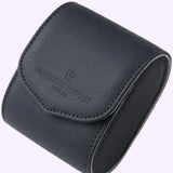 Safeguard your Frederique Constant Watches Classics Index Automatic FC-530G3B6B or other prized timepieces with this black leather watch case, featuring elegant stitching and the Frederique Constant Geneve logo embossed on the front—perfect for protecting your treasured dress or Swiss automatic watch.