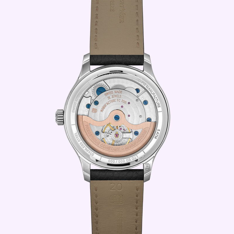 Exhibition case back of the Frederique Constant Worldtimer FC-718N4H6 automatic movement