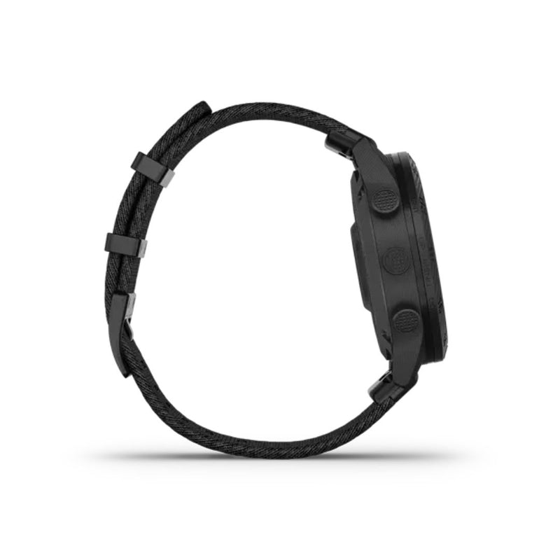 Side view of the Garmin MARQ Commander Gen 2 Carbon Edition showing its three side buttons