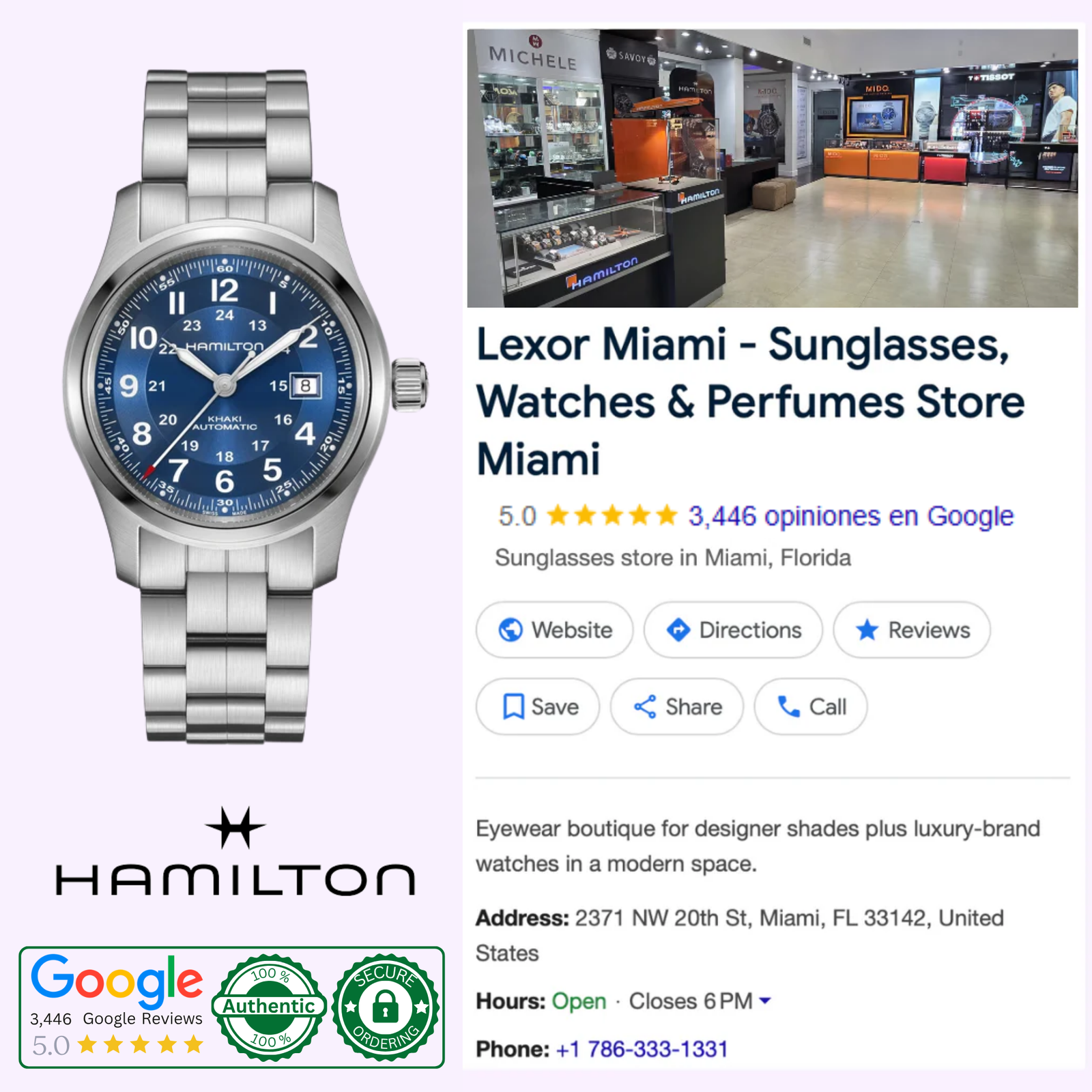 Hamilton watches Khaki Field Auto 42mm H70605140 – Lexor Miami